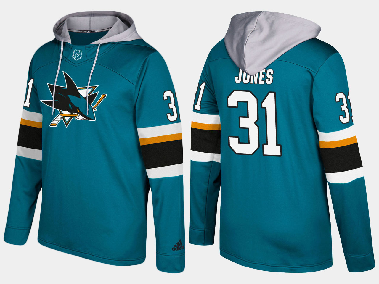 NHL Men San Jose sharks 31 martin jones blue hoodie
